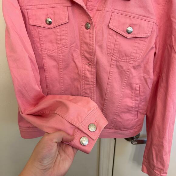 Ralph Lauren Pink Denim Jacket Women’s Size Large Button-Up Classic Jean Style - Picture 3 of 8